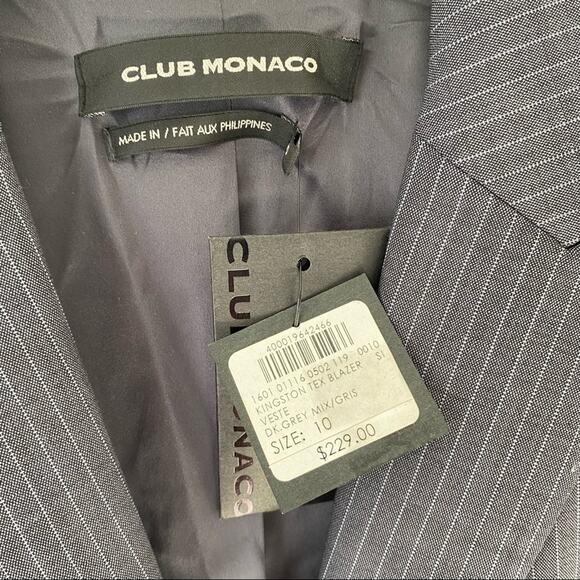 Club Monaco Kingston Blazer Skirt Set Dark Gray Stripe NWTs Wool size 10 - Picture 3 of 11
